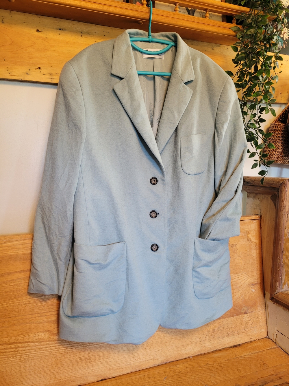Antonette Franz Haushofer Womens Light Blue Casual Blazer Jacket